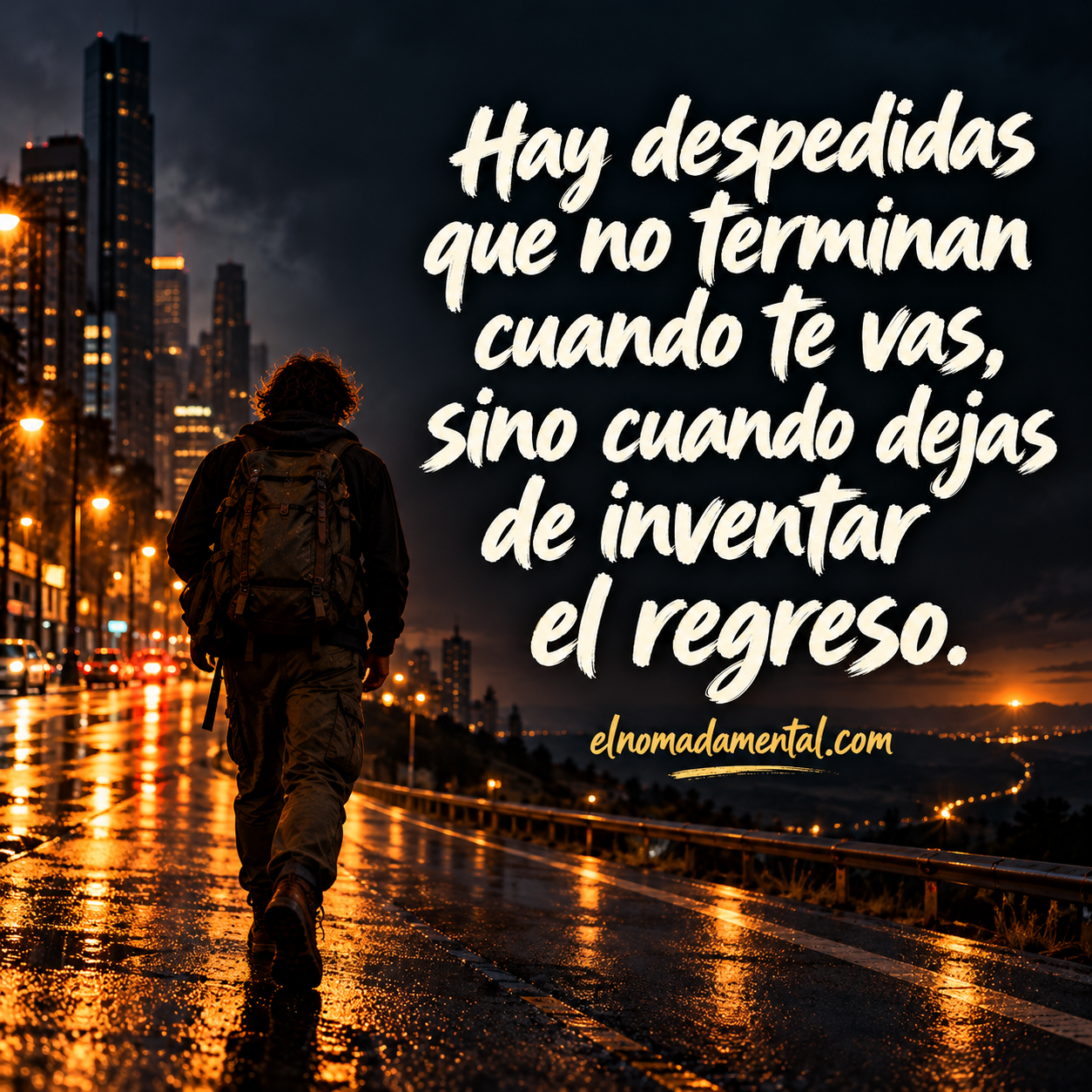 Imagen original sobre una despedida que continúa mientras se imagina el regreso, de El Nómada Mental.
